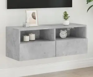 vidaXL Comode TV de perete, gri beton, 80x30x30 cm, lemn prelucrat