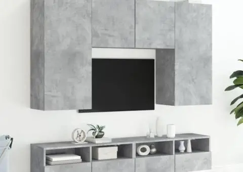 Comode TV de perete, gri beton, 80x30x30 cm, lemn prelucrat - 4/5