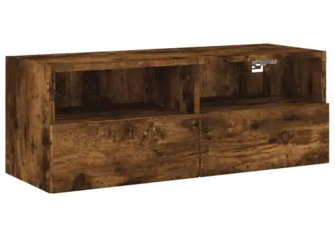 Comodă TV de perete stejar fumuriu 80x30x30 cm lemn prelucrat - 2/5