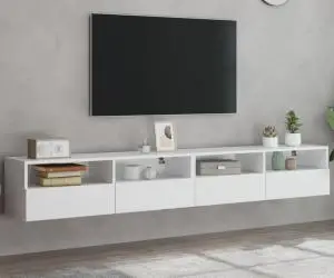 vidaXL Dulapuri TV de perete 2 buc. alb 100x30x30 cm lemn compozit