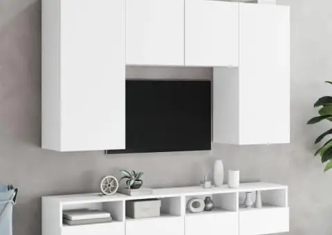 Dulapuri TV de perete 2 buc. alb 100x30x30 cm lemn compozit - 4/5