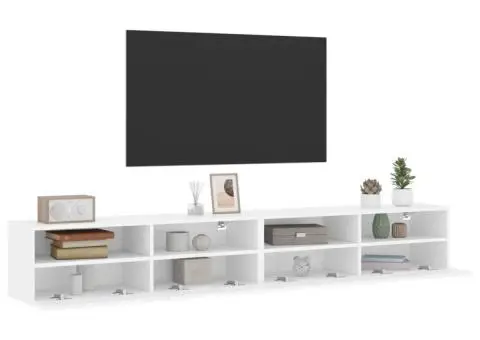 Dulapuri TV de perete 2 buc. alb 100x30x30 cm lemn compozit - 5/5
