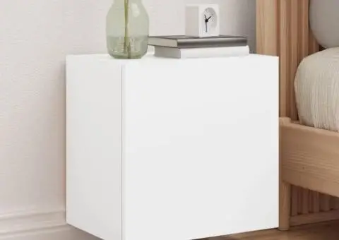 Comode TV de perete, 2 buc., alb, 40,5x30x40 cm, lemn prelucrat - 1/5