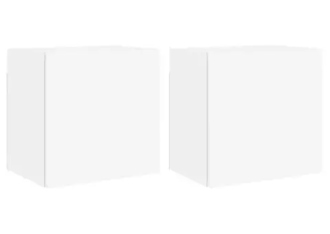 Comode TV de perete, 2 buc., alb, 40,5x30x40 cm, lemn prelucrat - 2/5