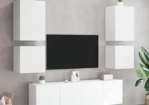 Comode TV de perete, 2 buc., alb, 40,5x30x40 cm, lemn prelucrat - 4/5