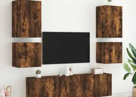 Comodă TV de perete stejar fumuriu 40,5x30x40 cm lemn prelucrat - 4/5