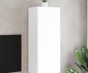 vidaXL Comodă TV de perete, alb, 40,5x30x102 cm, lemn prelucrat
