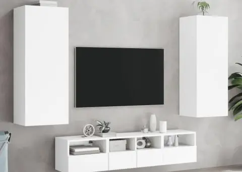 Comodă TV de perete, alb, 40,5x30x102 cm, lemn prelucrat - 4/5