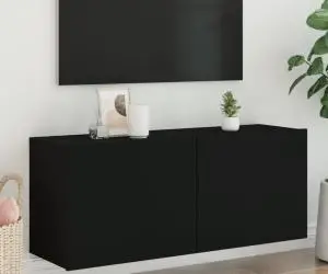 vidaXL Comodă TV de perete, negru, 100x30x41 cm