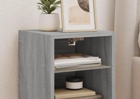 Comode TV cu lumini LED, 2 buc., gri sonoma, 30x28,5x30 cm - 1/5