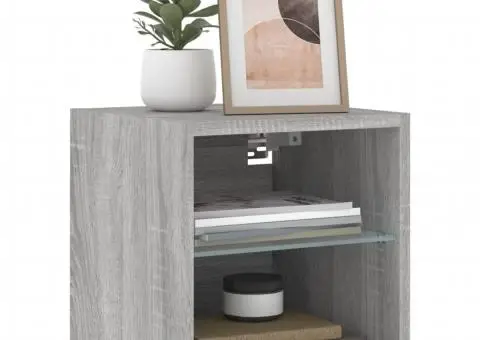 Comode TV cu lumini LED, 2 buc., gri sonoma, 30x28,5x30 cm - 5/5