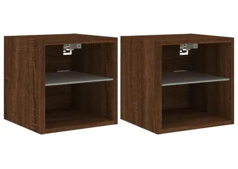 Comode TV cu lumini LED, 2 buc., stejar maro, 30x28,5x30 cm - 2/5