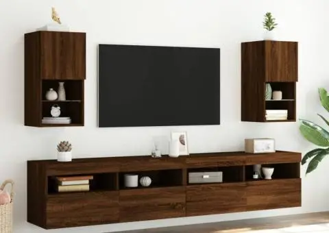 Comodă TV cu lumini LED, stejar maro, 30,5x30x60 cm - 3/5