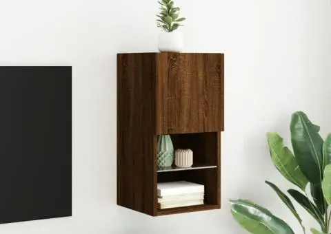 Comodă TV cu lumini LED, stejar maro, 30,5x30x60 cm - 4/5