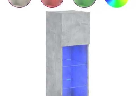 Comodă TV cu lumini LED, gri beton, 30,5x30x90 cm - 2/5