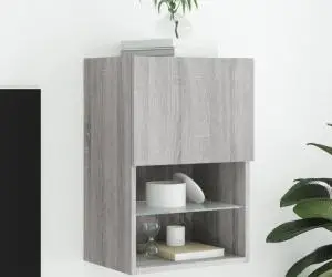 vidaXL Comodă TV cu lumini LED, gri sonoma, 40,5x30x60 cm