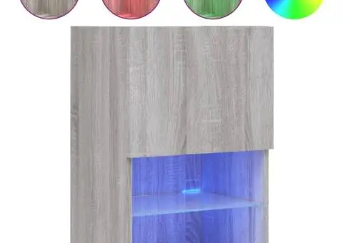 Comodă TV cu lumini LED, gri sonoma, 40,5x30x60 cm - 2/5