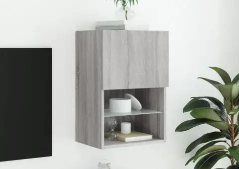 Comodă TV cu lumini LED, gri sonoma, 40,5x30x60 cm - 4/5