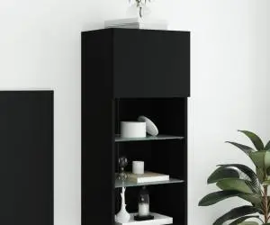 vidaXL Comodă TV cu lumini LED, negru, 40,5x30x90 cm