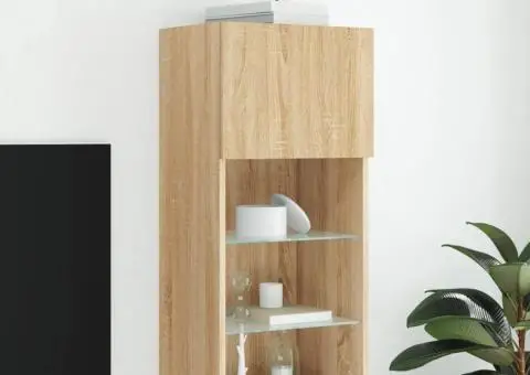 Comodă TV cu lumini LED, stejar sonoma, 40,5x30x90 cm - 1/5