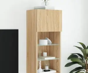 vidaXL Comodă TV cu lumini LED, stejar sonoma, 40,5x30x90 cm