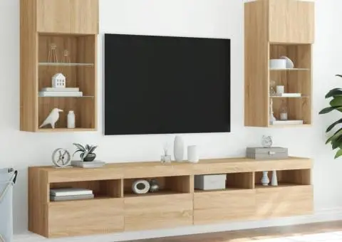 Comodă TV cu lumini LED, stejar sonoma, 40,5x30x90 cm - 3/5