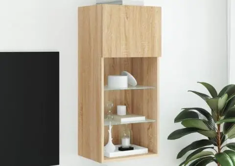 Comodă TV cu lumini LED, stejar sonoma, 40,5x30x90 cm - 4/5