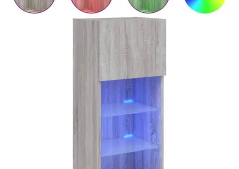 Comodă TV cu lumini LED, gri sonoma, 40,5x30x90 cm - 2/5