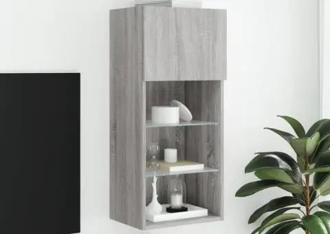 Comodă TV cu lumini LED, gri sonoma, 40,5x30x90 cm - 4/5