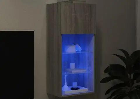 Comodă TV cu lumini LED, gri sonoma, 40,5x30x90 cm - 5/5