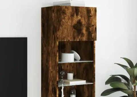 Comodă TV cu lumini LED, stejar fumuriu, 40,5x30x90 cm - 1/5