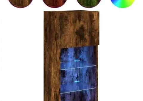 Comodă TV cu lumini LED, stejar fumuriu, 40,5x30x90 cm - 2/5