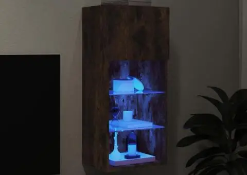 Comodă TV cu lumini LED, stejar fumuriu, 40,5x30x90 cm - 5/5