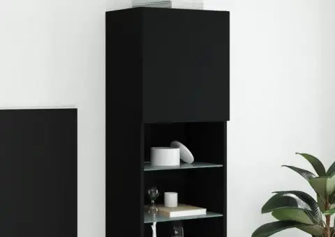 Comodă TV cu lumini LED, negru, 40,5x30x102 cm - 1/5