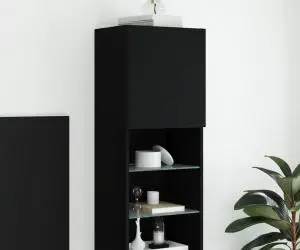vidaXL Comodă TV cu lumini LED, negru, 40,5x30x102 cm