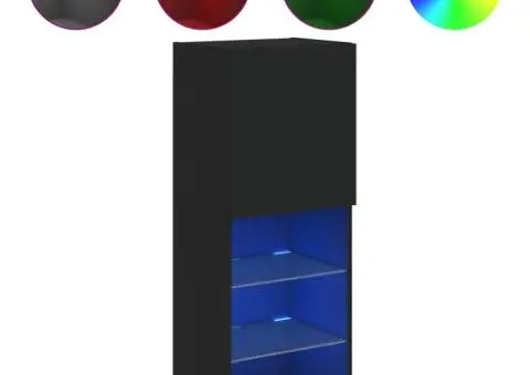 Comodă TV cu lumini LED, negru, 40,5x30x102 cm - 2/5