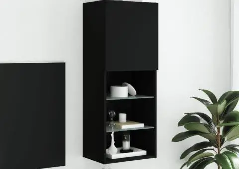 Comodă TV cu lumini LED, negru, 40,5x30x102 cm - 4/5