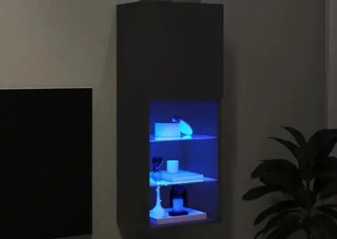 Comodă TV cu lumini LED, negru, 40,5x30x102 cm - 5/5