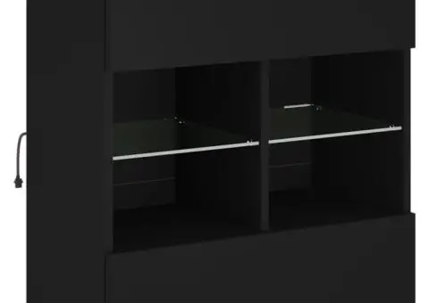 Comodă TV de perete cu lumini LED, negru, 58,5x30x60,5 cm - 3/5