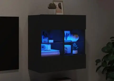 Comodă TV de perete cu lumini LED, negru, 58,5x30x60,5 cm - 4/5