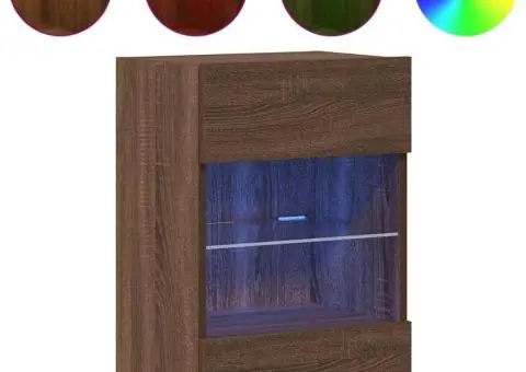 Comode de perete cu lumini LED pentru TV, 2 buc. stejar maro, 40x30x60,5cm - 5/5