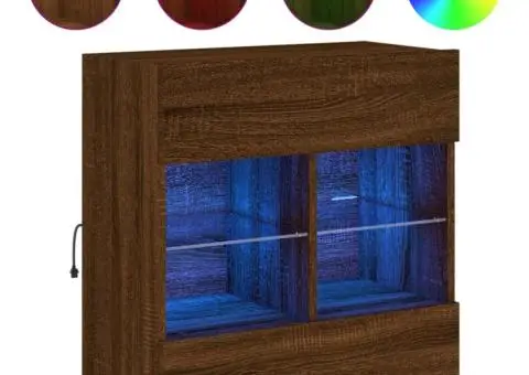 Comodă TV de perete cu lumini LED, stejar maro, 58,5x30x60,5 cm - 2/5