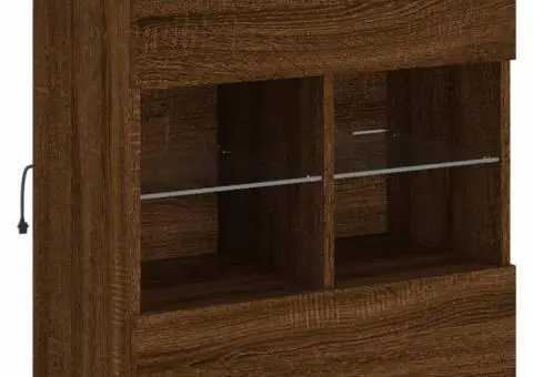 Comodă TV de perete cu lumini LED, stejar maro, 58,5x30x60,5 cm - 3/5