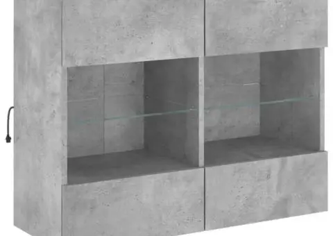 Comodă TV de perete cu lumini LED, gri beton, 78,5x30x60,5 cm - 3/5