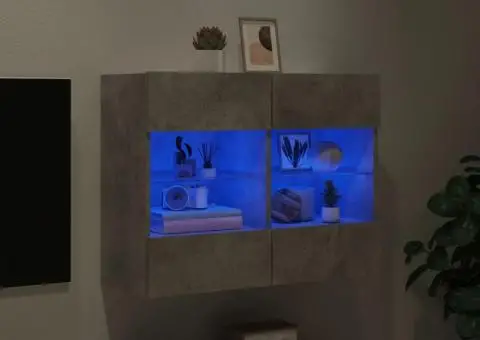 Comodă TV de perete cu lumini LED, gri beton, 78,5x30x60,5 cm - 4/5