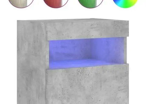 Comodă TV de perete cu lumini LED, gri beton, 40x30x40 cm - 2/5