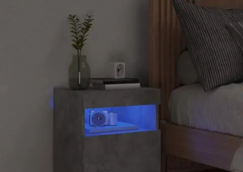 Comodă TV de perete cu lumini LED, gri beton, 40x30x40 cm - 4/5