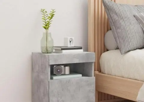 Comodă TV de perete cu lumini LED, gri beton, 40x30x40 cm - 5/5