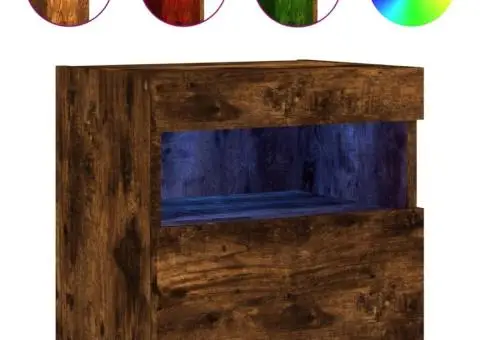 Comodă TV de perete cu lumini LED, stejar fumuriu, 40x30x40 cm - 2/5