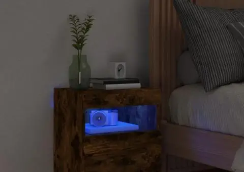 Comodă TV de perete cu lumini LED, stejar fumuriu, 40x30x40 cm - 4/5